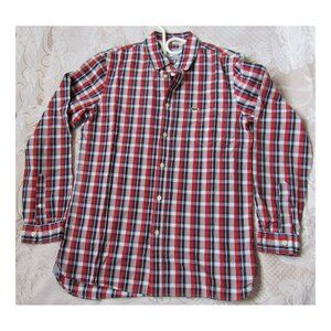Lacoste Men Shirt, Button Down, Cotton,sz. M, Red/white/navy